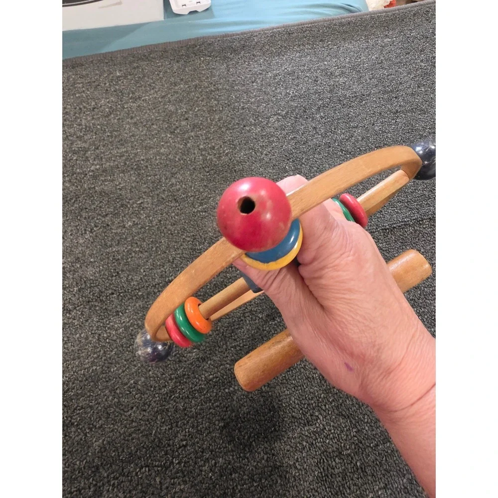 Vintage Fisher Price Right-Time Toy Wooden Play Pen Whirl Activity Spinner Toy